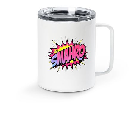 POW! SMAHRO Travel Mug, a White Stainless Steel Travel Mug
