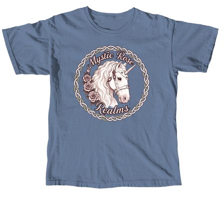 Mystic Rose Realms, a Blue Jean Comfort Colors Unisex Tee