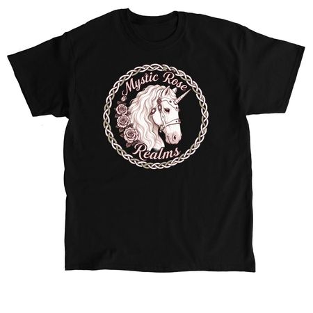 Mystic Rose Realms, a Black Classic Unisex Tee