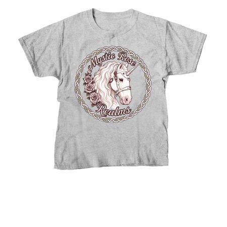 Mystic Rose Realms, a Sport Grey Youth Unisex Tee