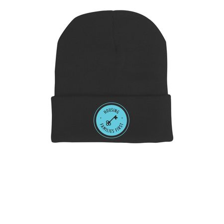HFF Logo Beanie, a Black Printed Cuffed Beanie