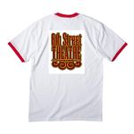 Salmon-A-rama Merch, a White/ Red Cotton Ringer Tee (back-view)