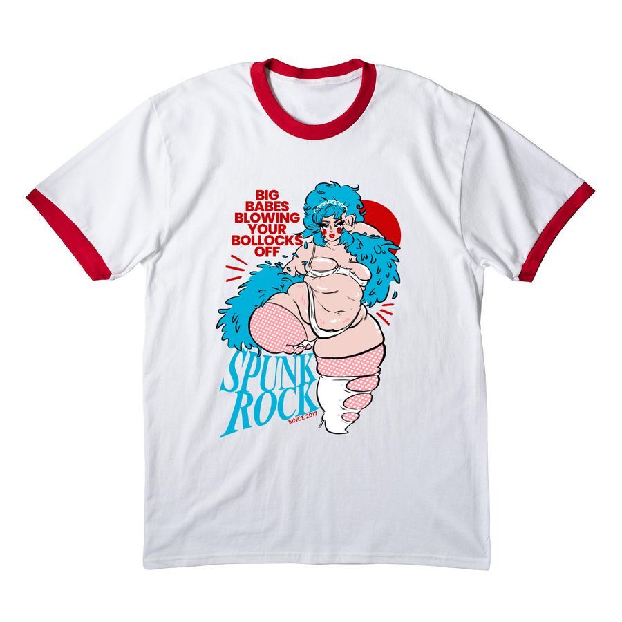 9 YEAR ANNIVERSARY SHIRT, a White/ Red Cotton Ringer Tee