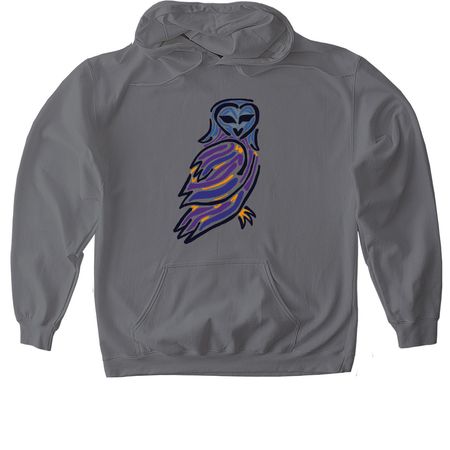 Owl, a Charcoal Gildan Softstyle Pullover Hoodie