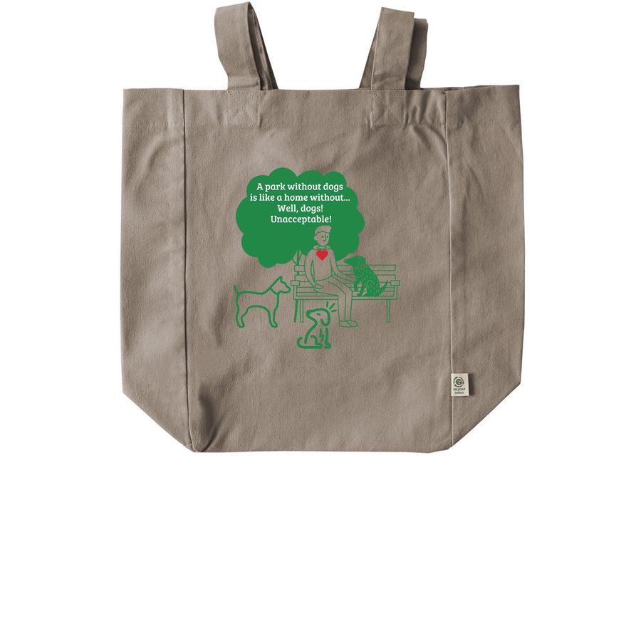 A Park Without Dogs, Unacceptable! Bag, a Pumice Recycled Cotton Tote Bag