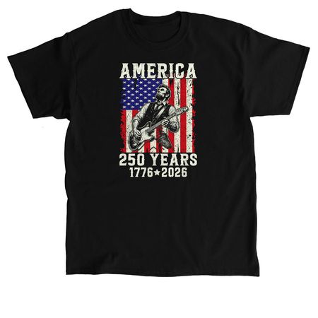 Abraham Lincoln Playing Guitar 4th July 250th, a Black Classic Unisex Tee