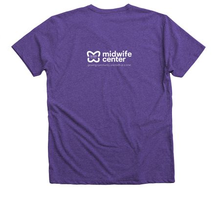 I gave birth to 5 of 10,000 babies, a Purple Rush Premium V-Neck Tee (back-view)