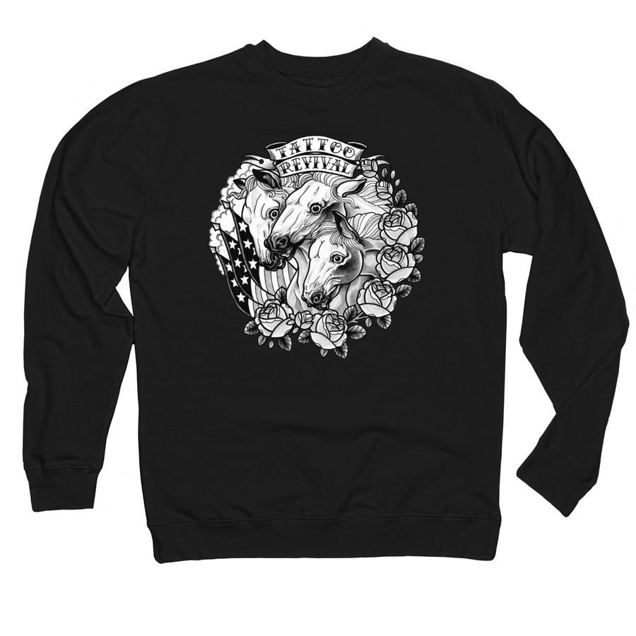 Pharaoh's Horses, a Black Midweight Crewneck Sweatshirt