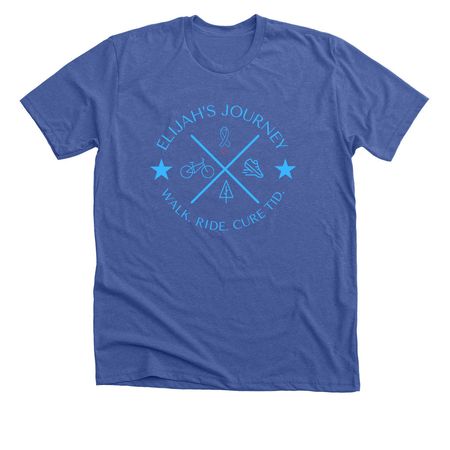 Elijah's Journey Light Blue Words Adult+Youth, a Solid True Royal Premium Unisex Tee