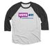 Vote411 Tee, a Black and Heather White 3/4 Sleeve Baseball Tee