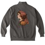 Pumpkin Spice Lady Color, a Pepper Comfort Colors Quarter Zip Pullover (back-view)