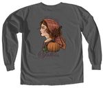Pumpkin Spice Lady Color, a Pepper Comfort Colors Long Sleeve Tee (back-view)