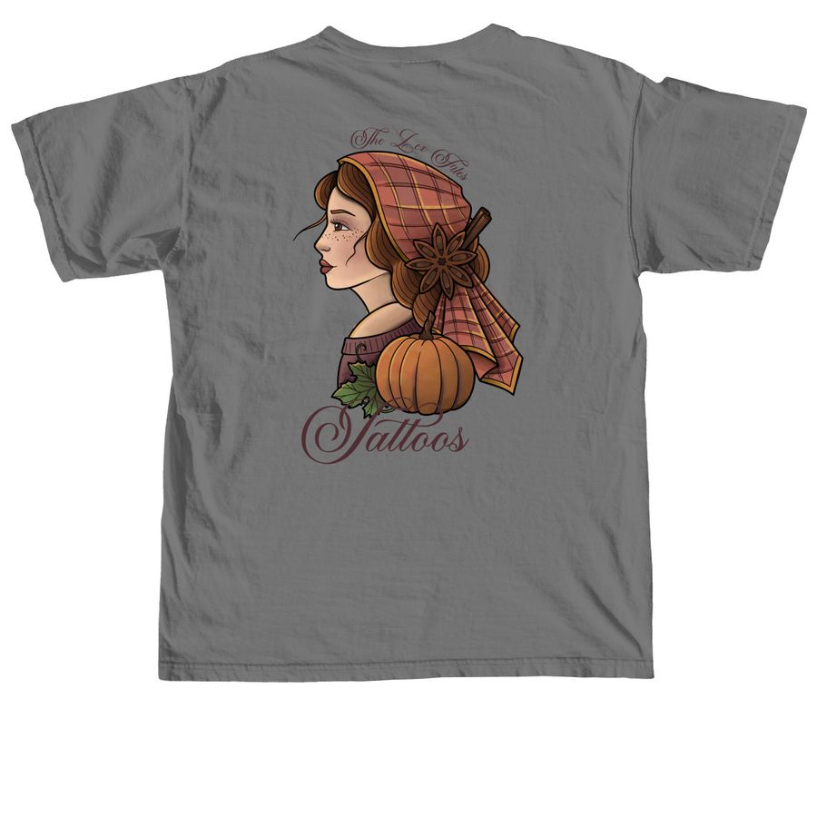Pumpkin Spice Lady Color, a Grey Comfort Colors Unisex Tee (back-view)