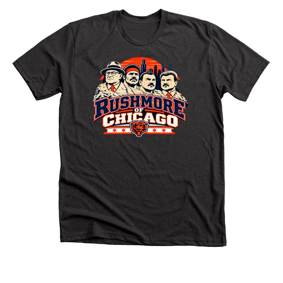 Official Rushmore of Da Bears Chicago Footbal, a Dark Grey Heather Premium Unisex Tee