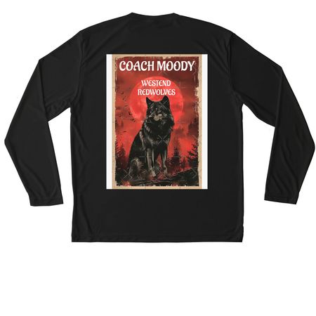 WESTEND REDWOLVES, a Black Unisex Performance Long Sleeve Tee (back-view)