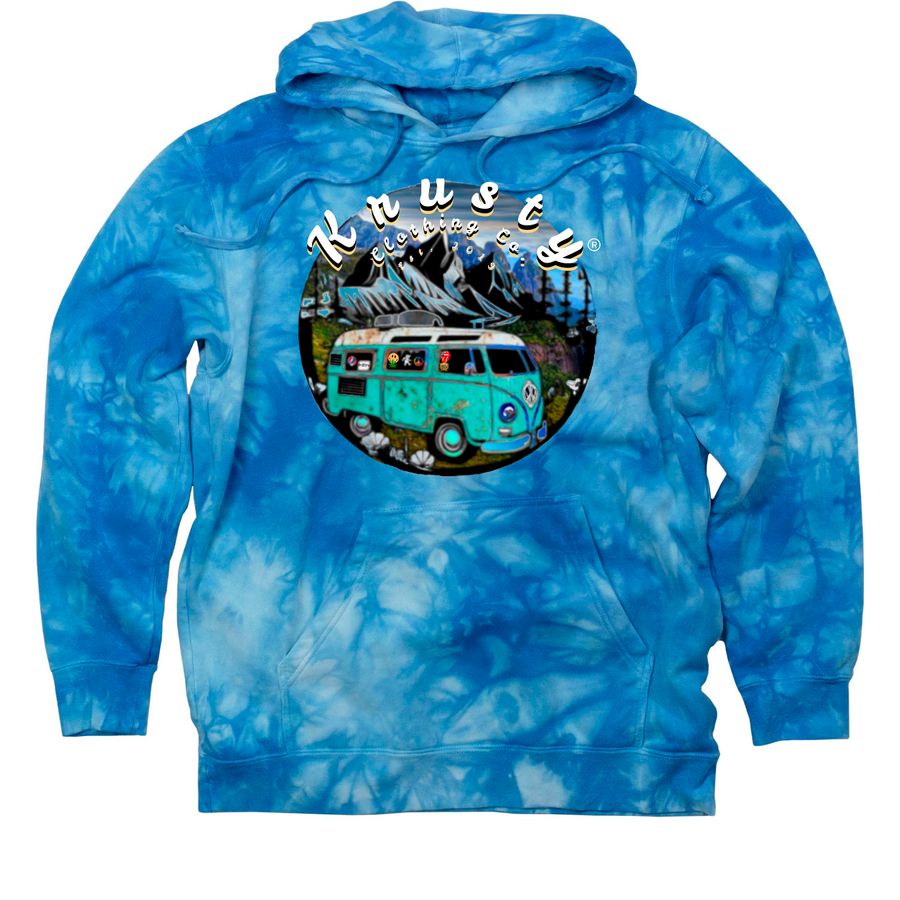 Krusty/Hippy-Van&nbsp;, a Aqua Blue Tie Dye Pullover Hoodie