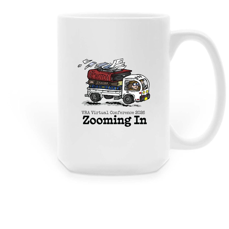 VRA 2026 Zooming In Mug, Style: Books, a White Large Coffee Mug