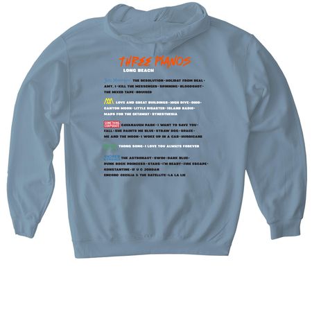 AM Three Pianos Long Beach, a Stone Blue Gildan Softstyle Pullover Hoodie