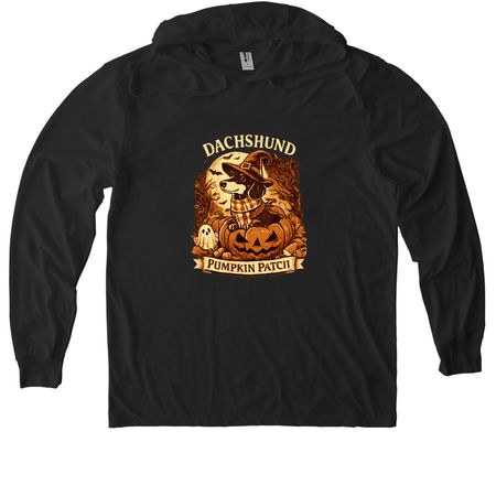 Dachshund Pumpkin Patch, a Space Black Allmade Eco Triblend Hoodie Tee