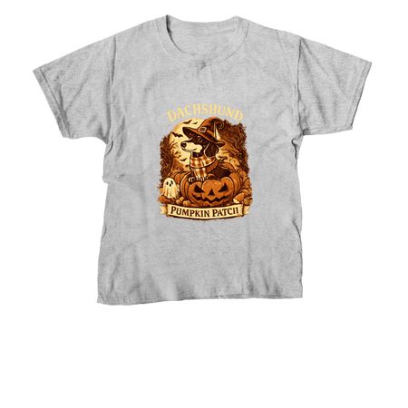 Dachshund Pumpkin Patch, a Sport Grey Youth Unisex Tee