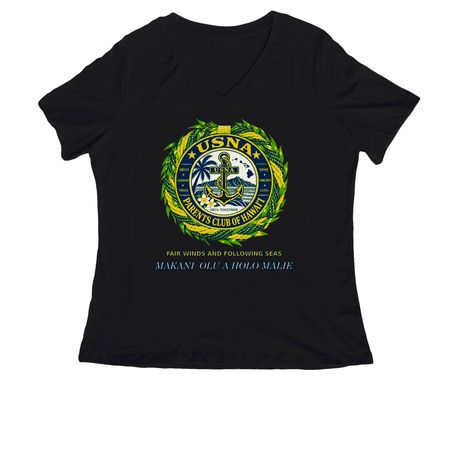 Hawai?i Roots. Navy Pride. One ?Ohana., a Black Women's Relaxed V-Neck Tee