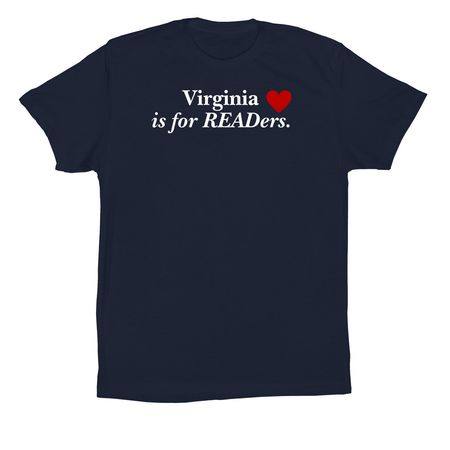 Virginia is for READers ?? Navy T-Shirt, a Navy Premium Cotton Tee