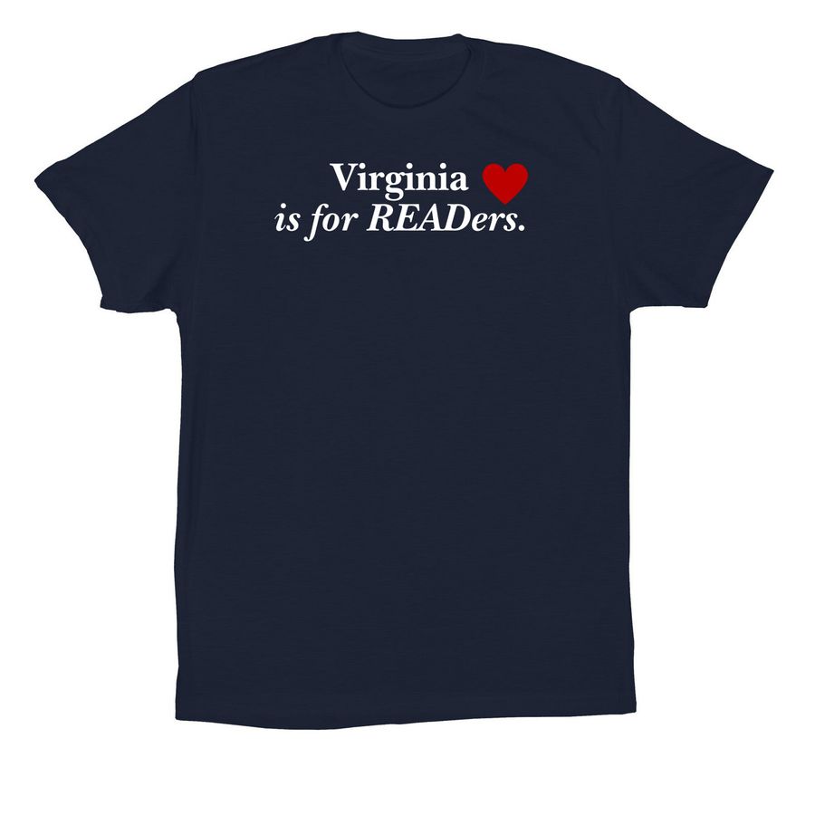 Virginia is for READers ?? Navy T-Shirt, a Navy Premium Cotton Tee
