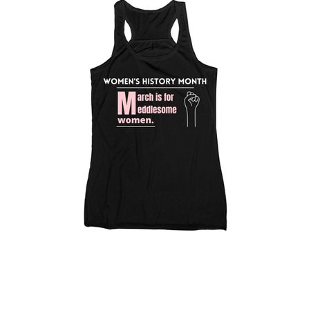 Women's History Month - Pink Text, a Black Women's Racerback