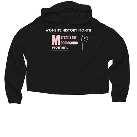 Women's History Month - Pink Text, a Black Women?s Lightweight Cropped Hoodie