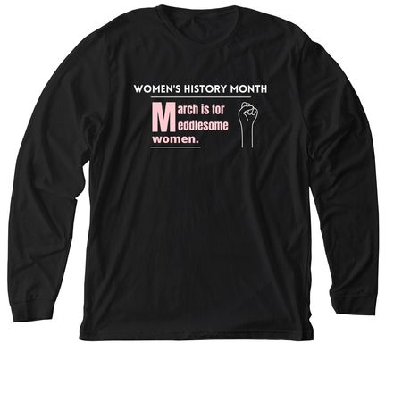 Women's History Month - Pink Text, a Solid Black Blend Premium Long Sleeve Tee