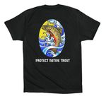Protect Native Trout - Back Design Black, a Vintage Black Premium Cotton Tee (back-view)