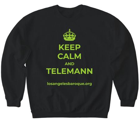 Keep Calm & Telemann!, a Black Softstyle Crewneck Sweatshirt