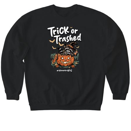 Halloween Trashed Panda, a Black Softstyle Crewneck Sweatshirt