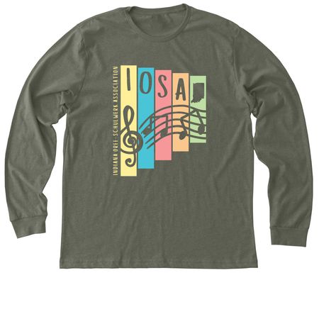 IOSA Adult & Kids Apparel, a Heather Military Green Premium Long Sleeve Tee