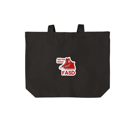 Ask Me About FASD Totes, a Deep Black Cotton Canvas Tote Bag