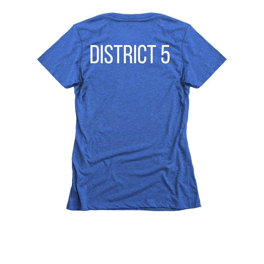 DEFEND - District 5, a Royal Women's Slim Fit Tee (back-view)