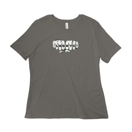 LNGNYC Knuckle Tat, a Asphalt Women?s Relaxed Cotton Tee