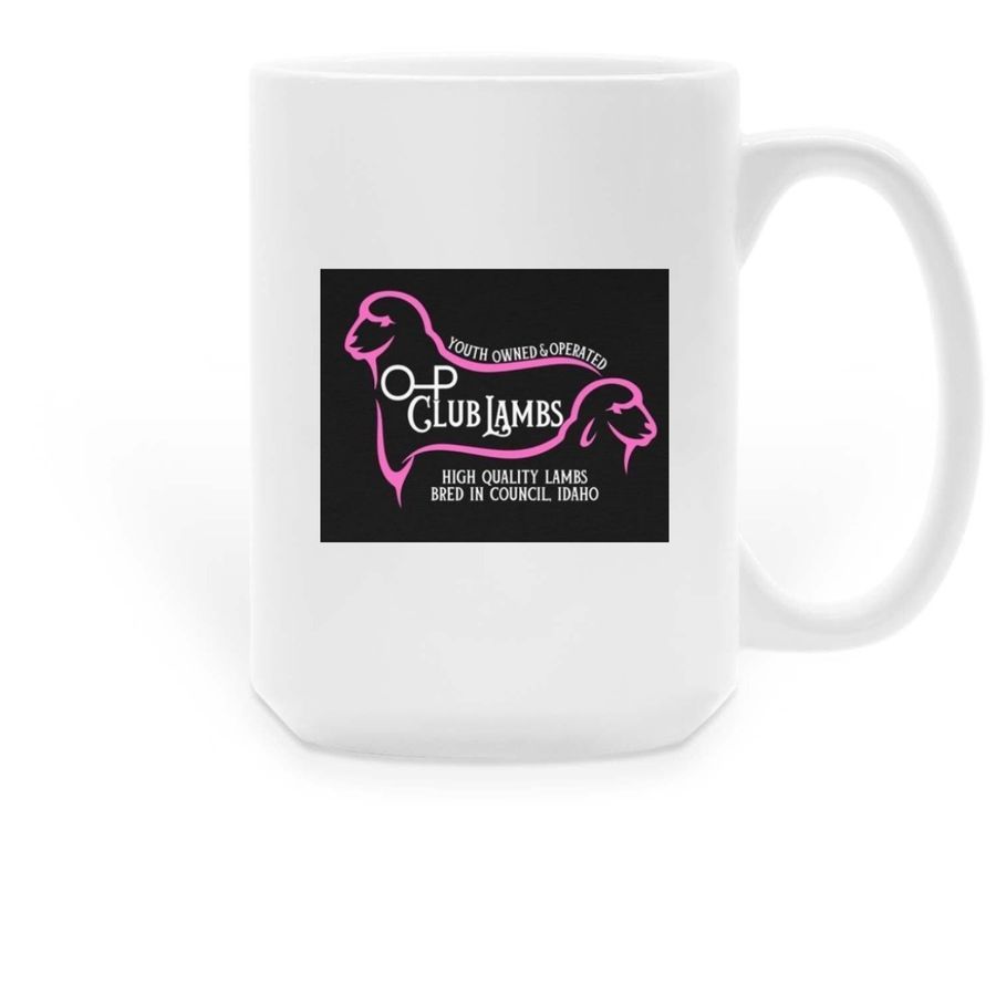 O-P Club Lambs Coffee Mug, a White Large Coffee Mug