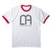 Retro MLA Logo, a White/ Red Cotton Ringer Tee