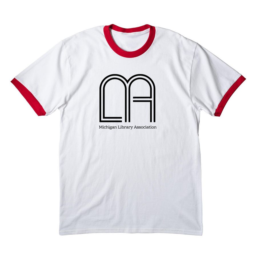 Retro MLA Logo, a White/ Red Cotton Ringer Tee
