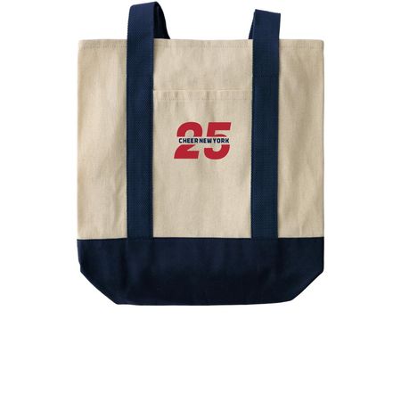 Cheer New York 25th Anniversary Tote, a Natural/Navy Two-Tone Grocery Tote Bag