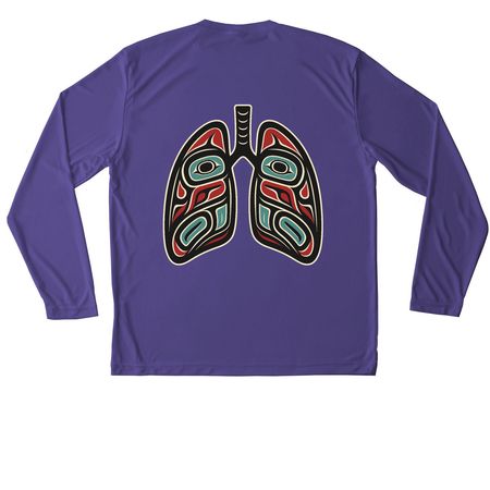 RT Active Wear Lungs, a Purple Unisex Performance Long Sleeve Tee