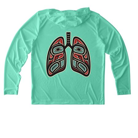 RT Active Wear Lungs, a Bright Seafoam UV Performance Long Sleeve Hoodie