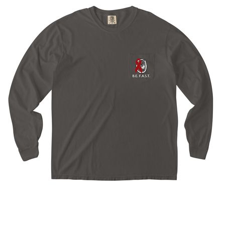 Stroke Advocacy (Pocket Design), a Pepper Comfort Colors Long Sleeve Pocket Tee