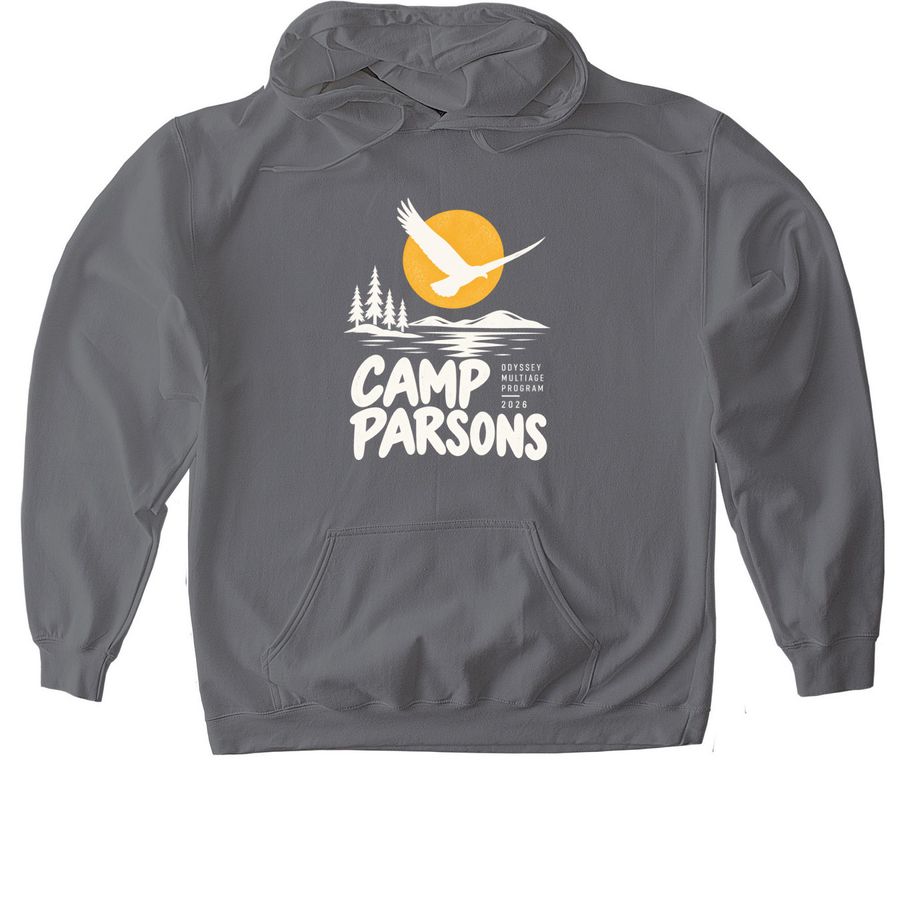 Camp Parsons 2026 Spiritwear, a Charcoal Gildan Softstyle Pullover Hoodie