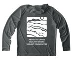 PRLT Sun Hoodie, a Dark Smoke Grey UV Performance Long Sleeve Hoodie (back-view)