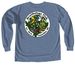 Retro Ornithology Club Logo (Black-and-white), a Blue Jean Comfort Colors Long Sleeve Tee (back-view)