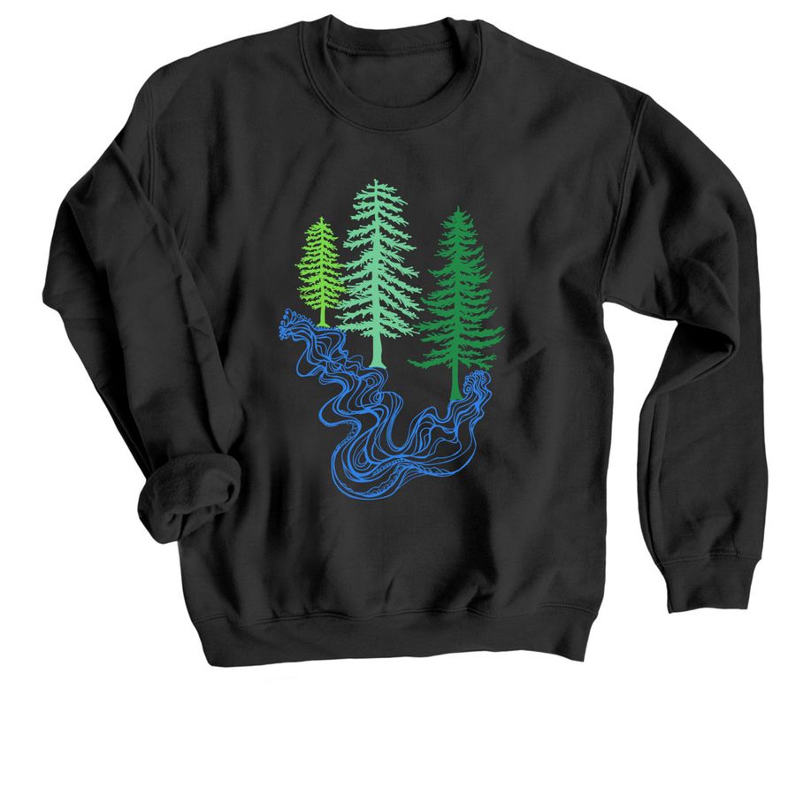 Trees And Creek&nbsp;, a Black Crewneck Sweatshirt