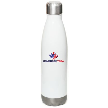 Comeback Yoga Summer '24 Water Bottles, a White Stainless Steel Water Bottle