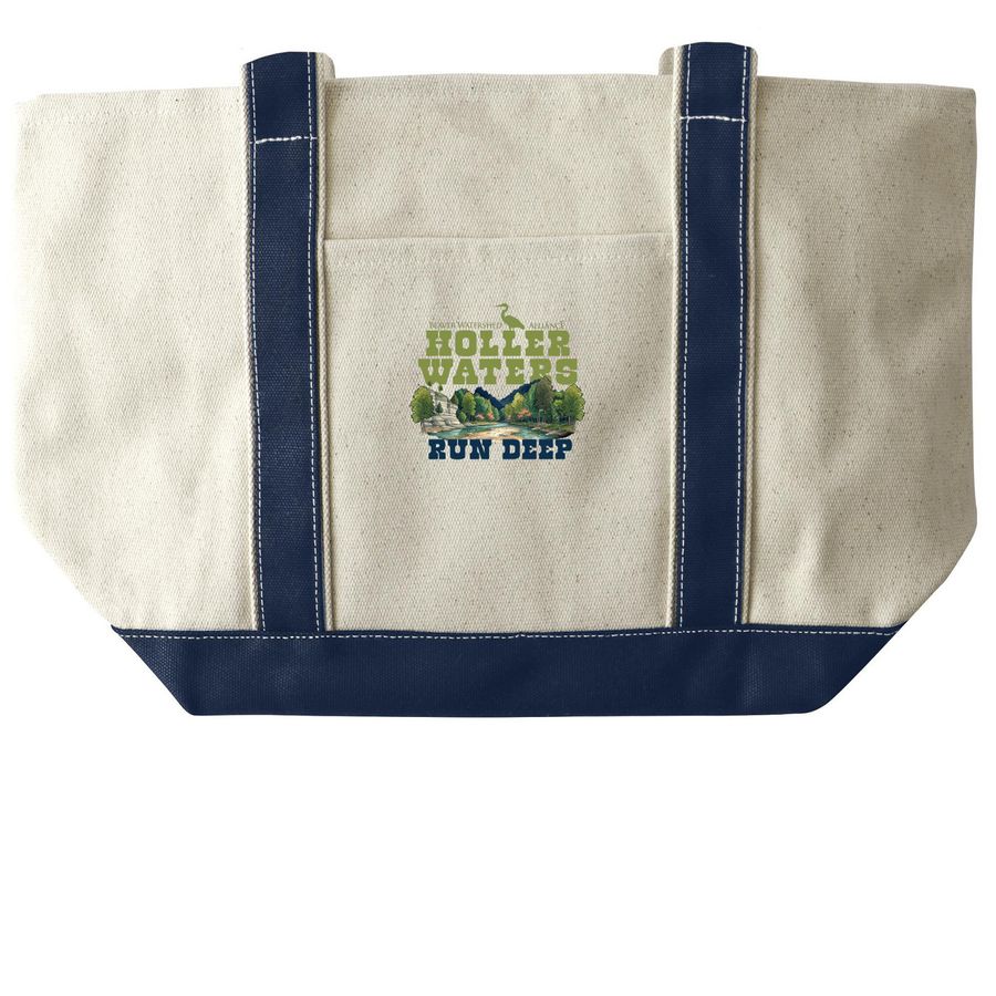 Ozark Hollers, a Natural/Navy Large Two-Tone Canvas Tote Bag